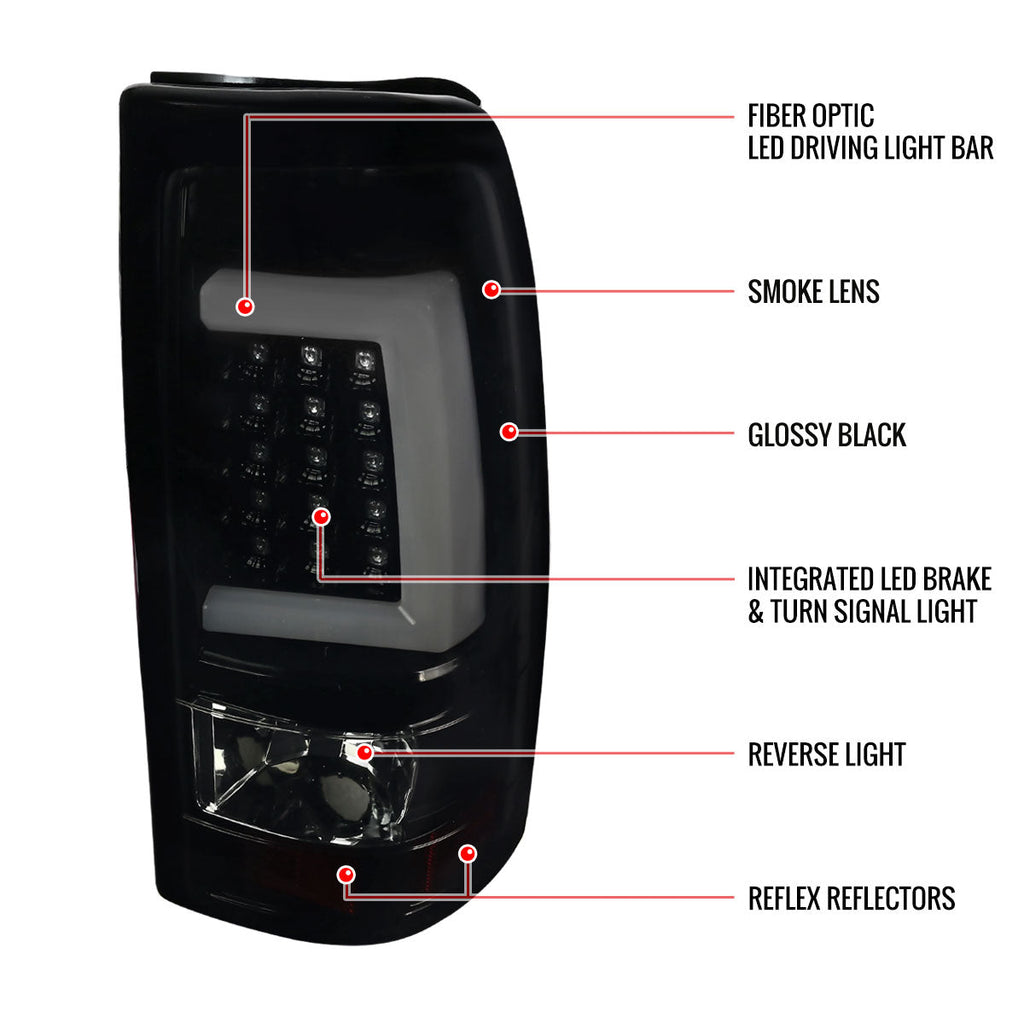2003-2006 Chevrolet Silverado LED Tail Lights - G2 (Glossy Black Housing/Smoked Lens)