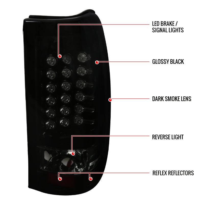 2003-2006 Chevrolet Silverado LED Tail Lights (Glossy Black Housing/Smoked Lens)