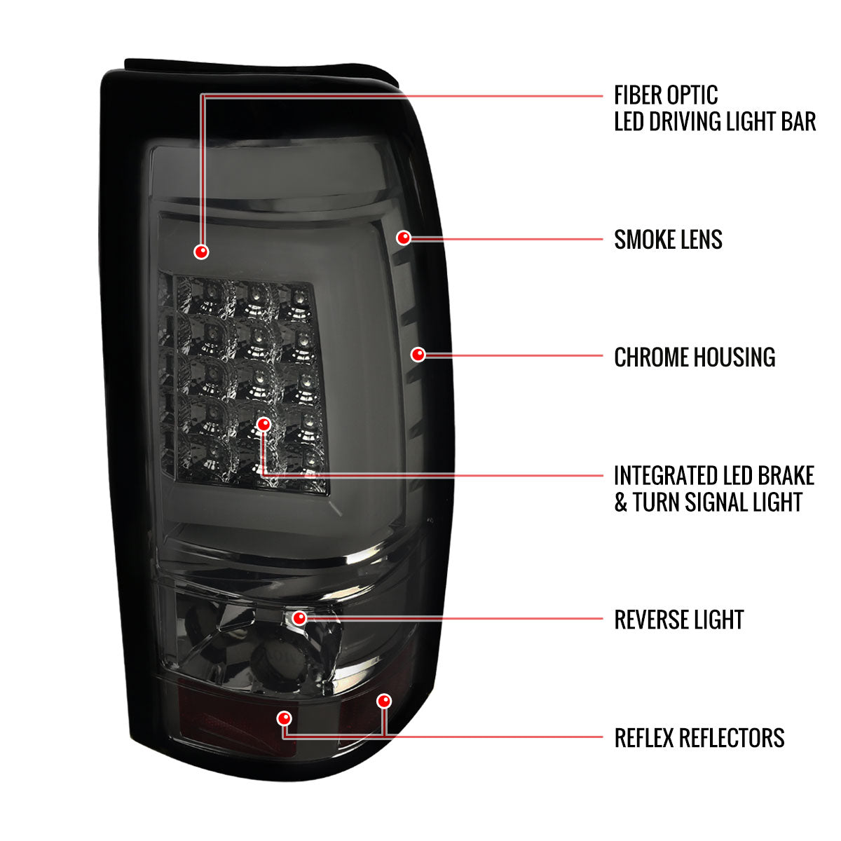 2003-2006 Chevrolet Silverado LED Tail Lights - G2 (Chrome Housing/Smoked Lens)