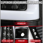 2003-2006 Chevrolet Silverado 1500 2500 3500 LED C-Bar Tail Lights (Black Housing / Clear Lens)
