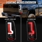 2003-2006 Chevrolet Silverado 1500 2500 3500 LED Bar Tail Lights (Black Housing / Clear Lens)