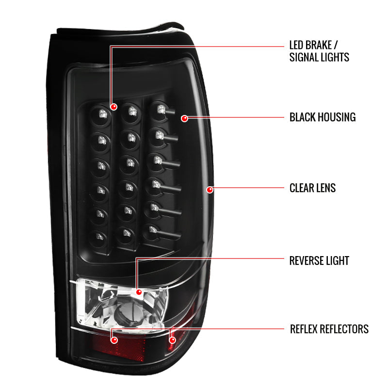 2003-2006 Chevrolet Silverado V2 LED Tail Lights (Matte Black Housing/Clear Lens)