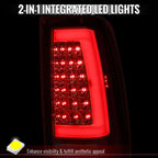 2003-2006 Chevrolet Silverado 1500 2500 3500 LED C-Bar Tail Lights (Chrome Housing / Red Clear Lens)