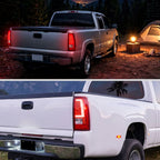 2003-2006 Chevrolet Silverado 1500 2500 3500 LED C-Bar Tail Lights (Chrome Housing / Red Clear Lens)