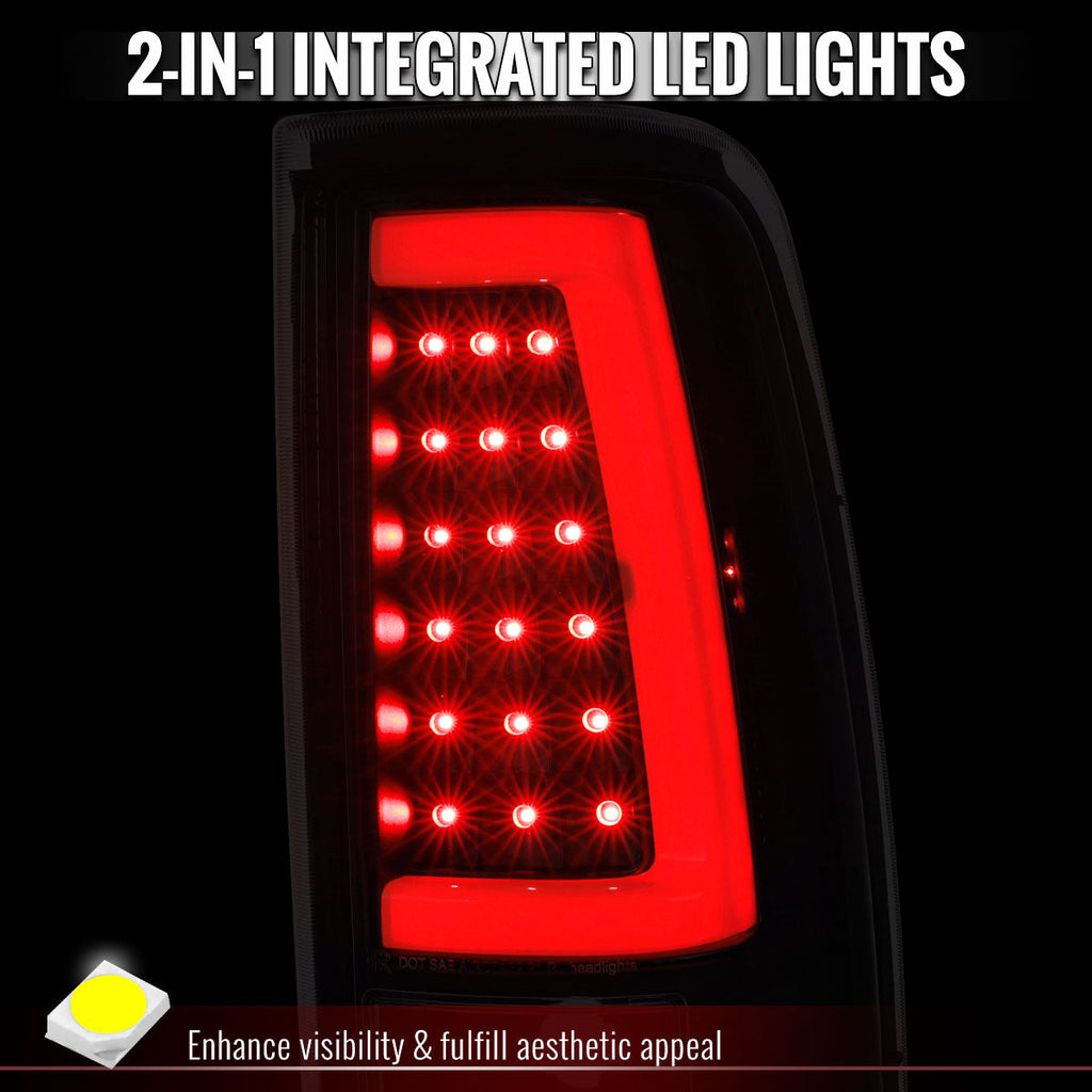 2003-2006 Chevrolet Silverado 1500 2500 3500 LED C-Bar Tail Lights (Black Housing / Smoked Lens)