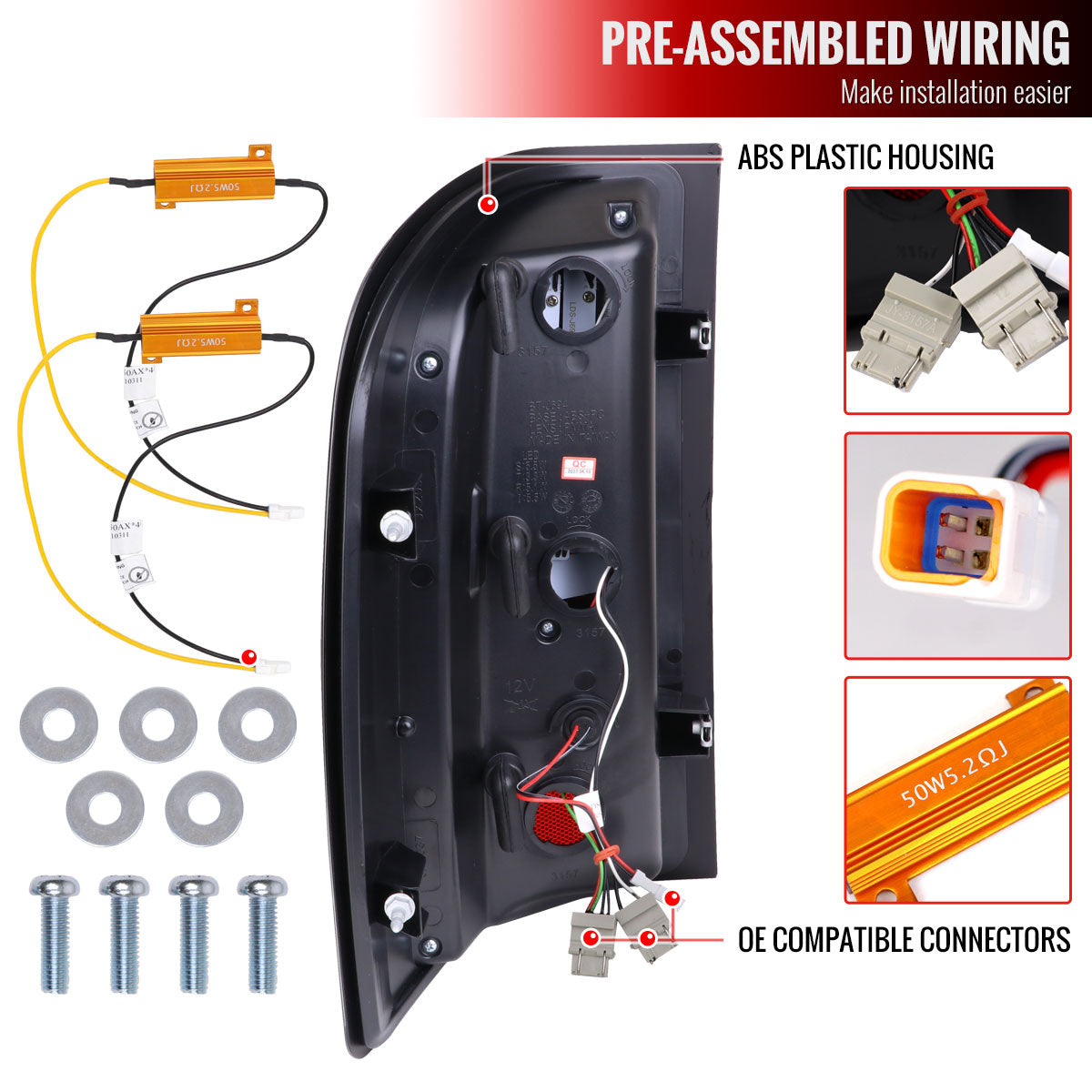 2007-2013 Chevrolet Silverado 1500/ 2007-2014 Silverado 2500HD/3500HD LED Tail Lights with Red LED Bar (Jet Black Housing/Clear Lens)