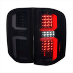 2007-2013 Chevrolet Silverado 1500/ 2007-2014 Silverado 2500HD/3500HD LED Tail Lights with White LED Bar (Glossy Black Housing/Dark Smoked Lens)
