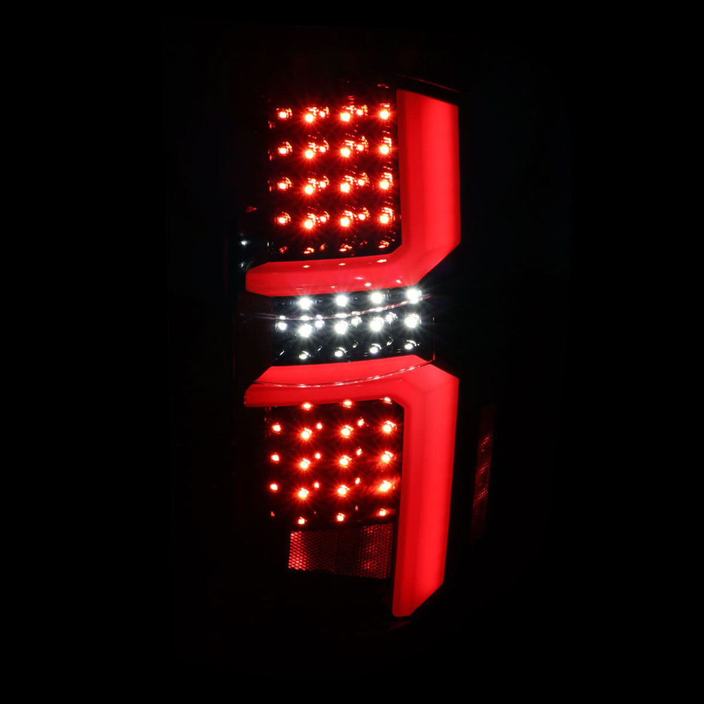 2007-2013 Chevrolet Silverado 1500/ 2007-2014 Silverado 2500HD/3500HD LED Tail Lights with Red LED Bar (Jet Black Housing/Clear Lens)