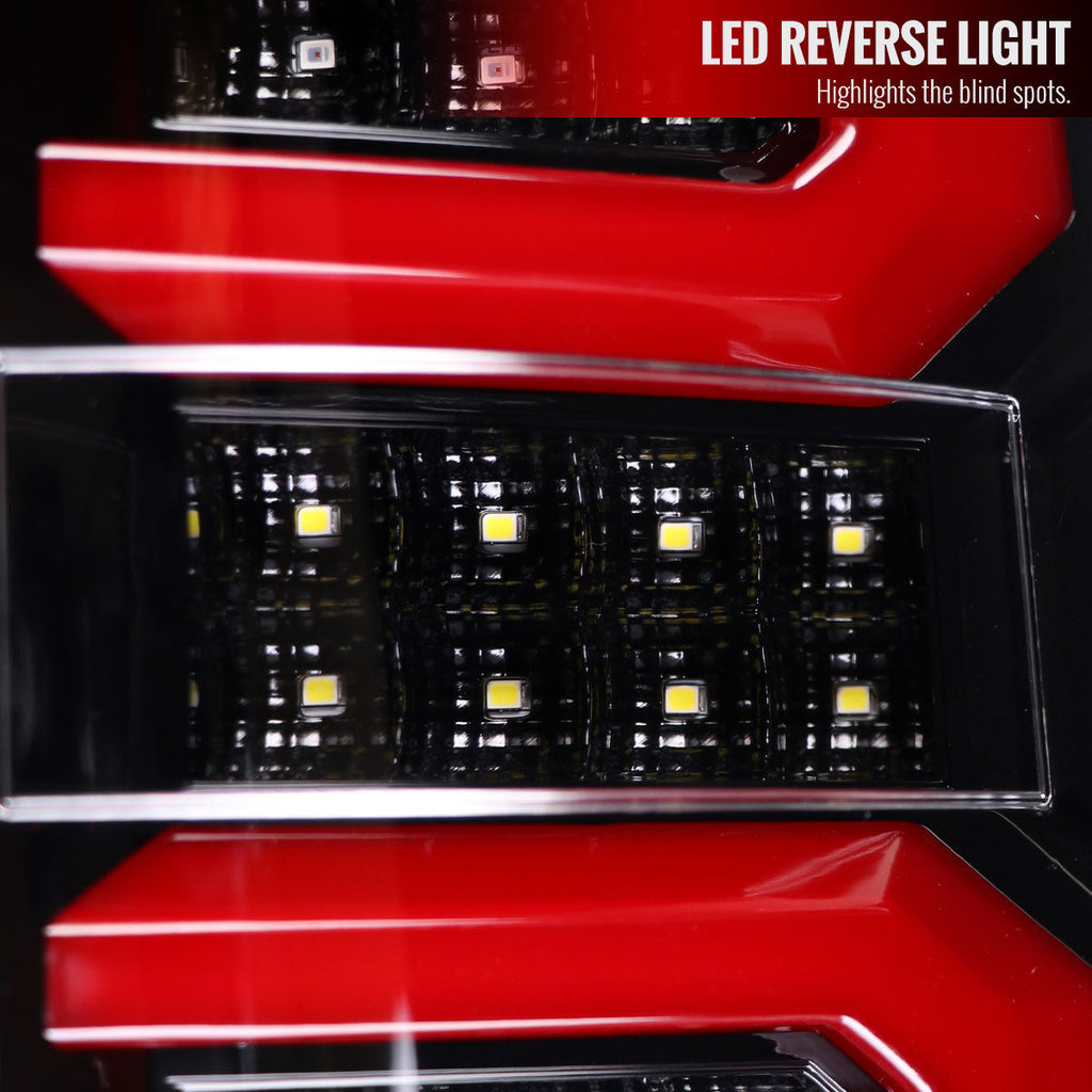 2007-2013 Chevrolet Silverado 1500/ 2007-2014 Silverado 2500HD/3500HD LED Tail Lights with Red LED Bar (Jet Black Housing/Clear Lens)