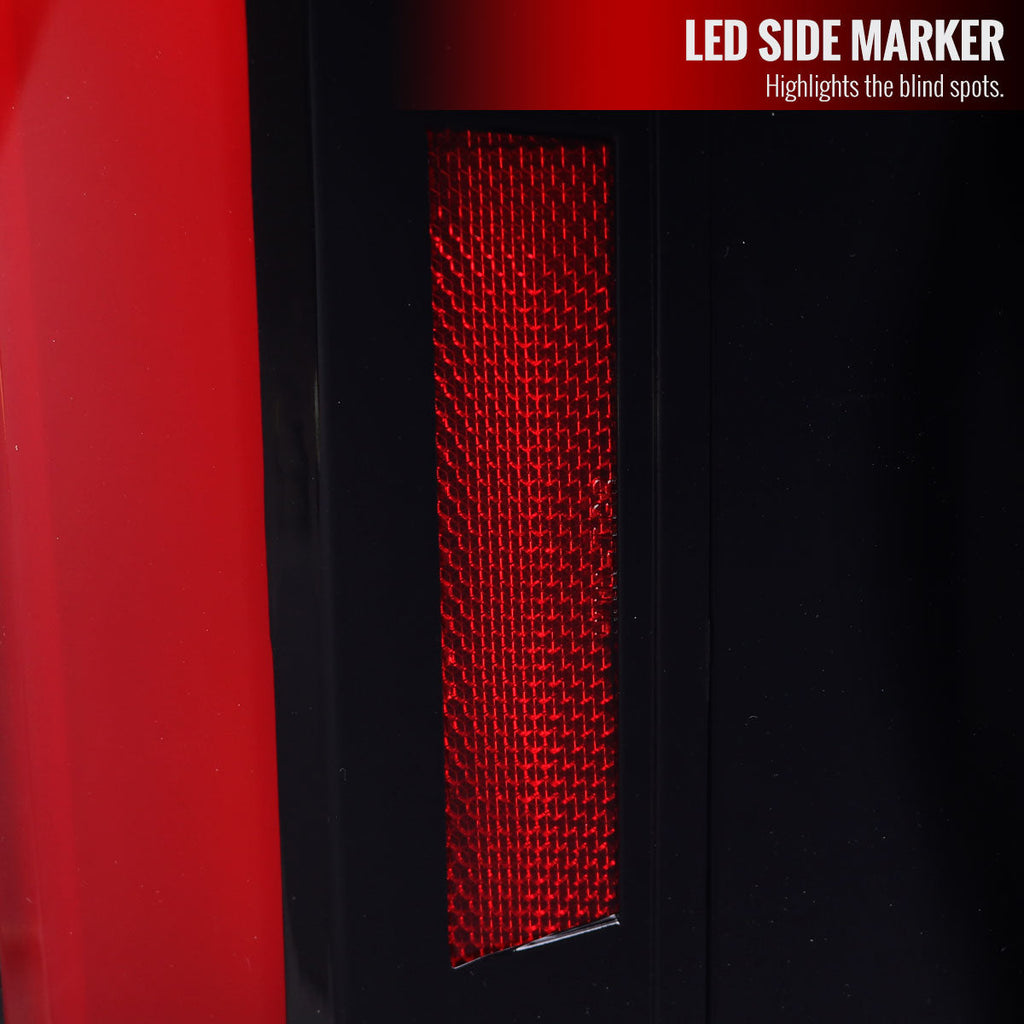 2007-2013 Chevrolet Silverado 1500/ 2007-2014 Silverado 2500HD/3500HD LED Tail Lights with Red LED Bar (Jet Black Housing/Clear Lens)