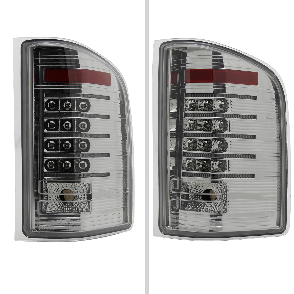 2007-2014 Chevrolet Silverado 1500 2500HD 3500HD LED Tail Lights (Chrome Housing/Clear Lens)
