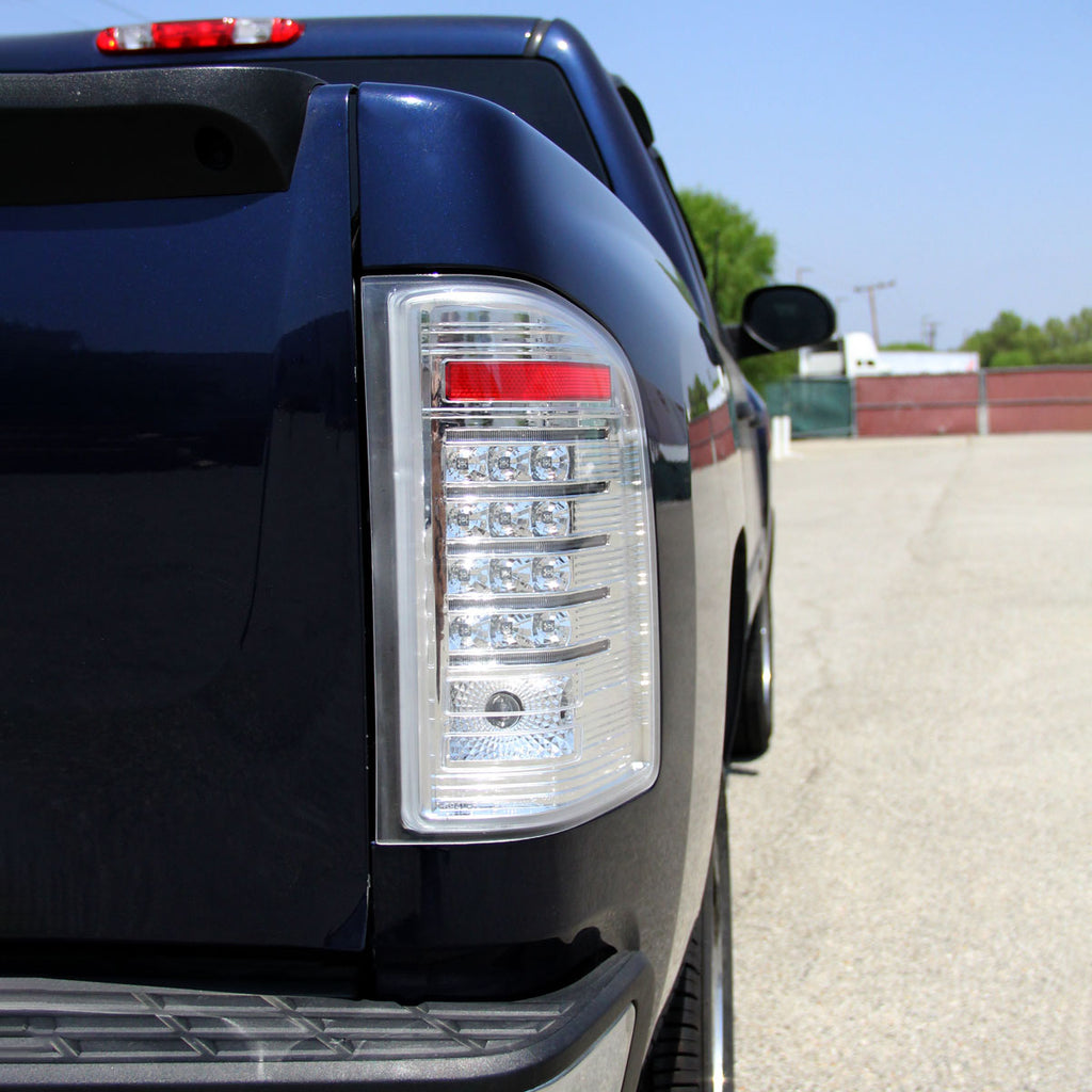 2007-2014 Chevrolet Silverado 1500 2500HD 3500HD LED Tail Lights (Chrome Housing/Clear Lens)