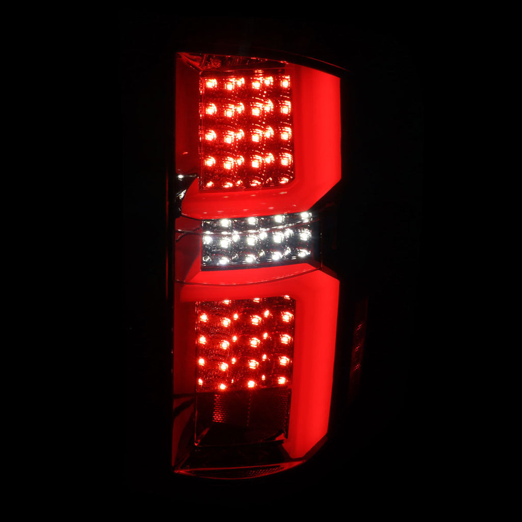 2007-2013 Chevrolet Silverado 1500/ 2007-2014 Silverado 2500HD/3500HD LED Tail Lights with White LED Bar (Chrome Housing/Smoked Lens)