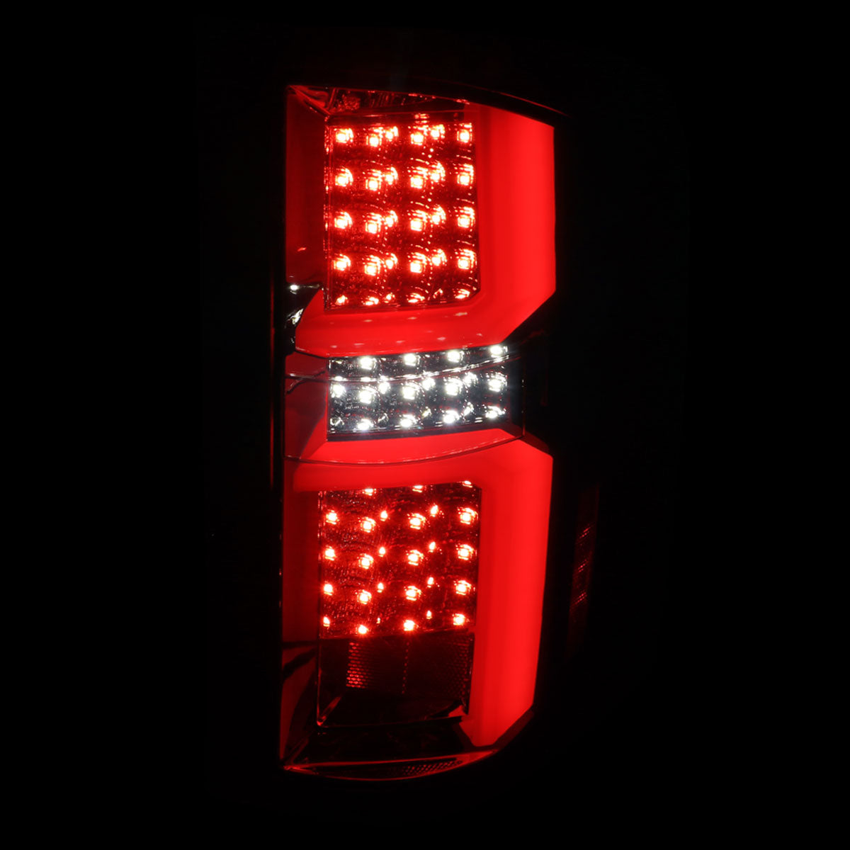 2007-2013 Chevrolet Silverado 1500/ 2007-2014 Silverado 2500HD/3500HD LED Tail Lights with White LED Bar (Chrome Housing/Smoked Lens)