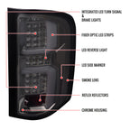 2007-2013 Chevrolet Silverado 1500/ 2007-2014 Silverado 2500HD/3500HD LED Tail Lights with White LED Bar (Chrome Housing/Smoked Lens)