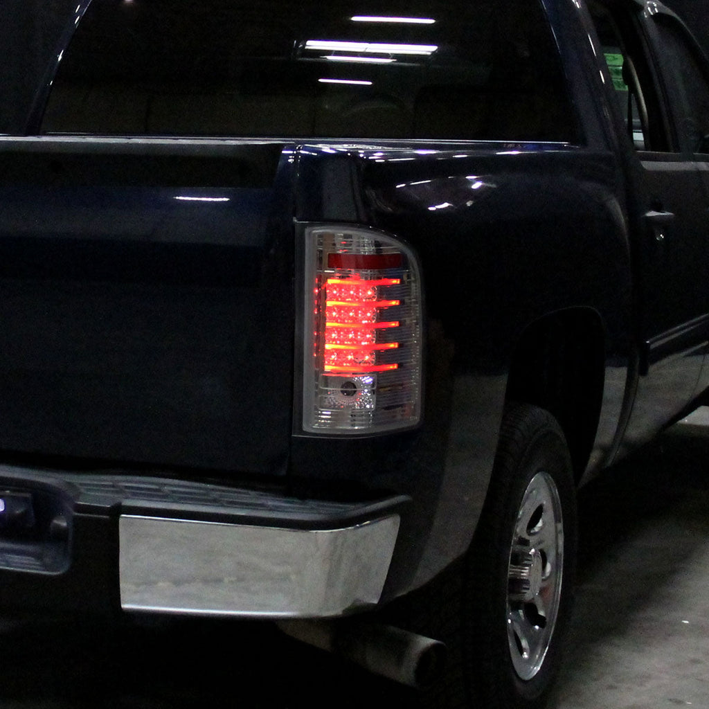 2007-2014 Chevrolet Silverado 1500 2500HD 3500HD LED Tail Lights (Chrome Housing/Smoked Lens)