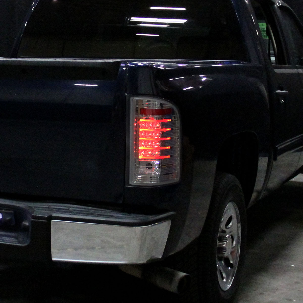 2007-2014 Chevrolet Silverado 1500 2500HD 3500HD LED Tail Lights (Chrome Housing/Smoked Lens)