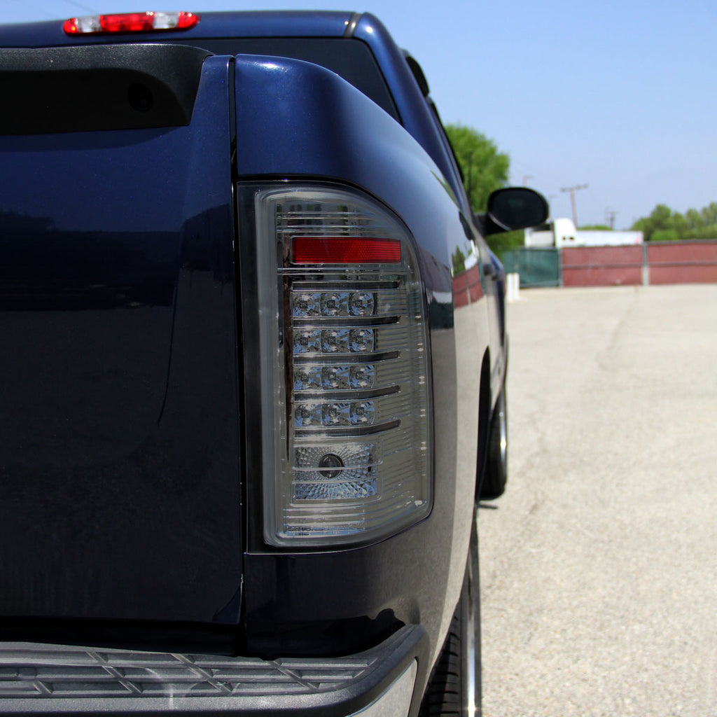 2007-2014 Chevrolet Silverado 1500 2500HD 3500HD LED Tail Lights (Chrome Housing/Smoked Lens)