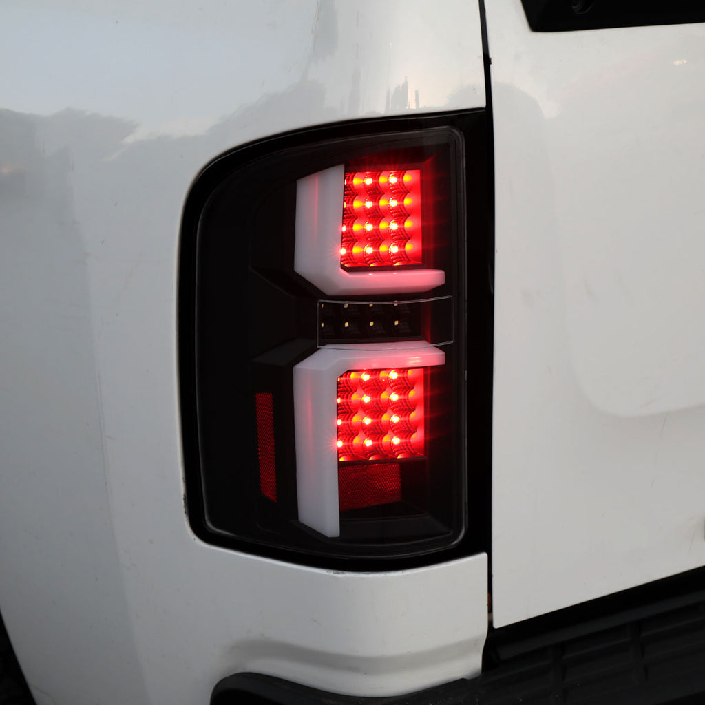 2007-2013 Chevrolet Silverado 1500/ 2007-2014 Silverado 2500HD/3500HD LED Tail Lights with White LED Bar (Matte Black Housing/Clear Lens)