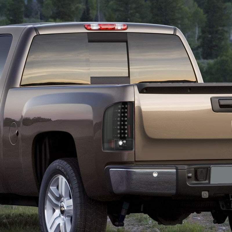 2007-2014 Chevrolet Silverado LED Tail Lights - OZ (Matte Black Housing/Clear Lens)