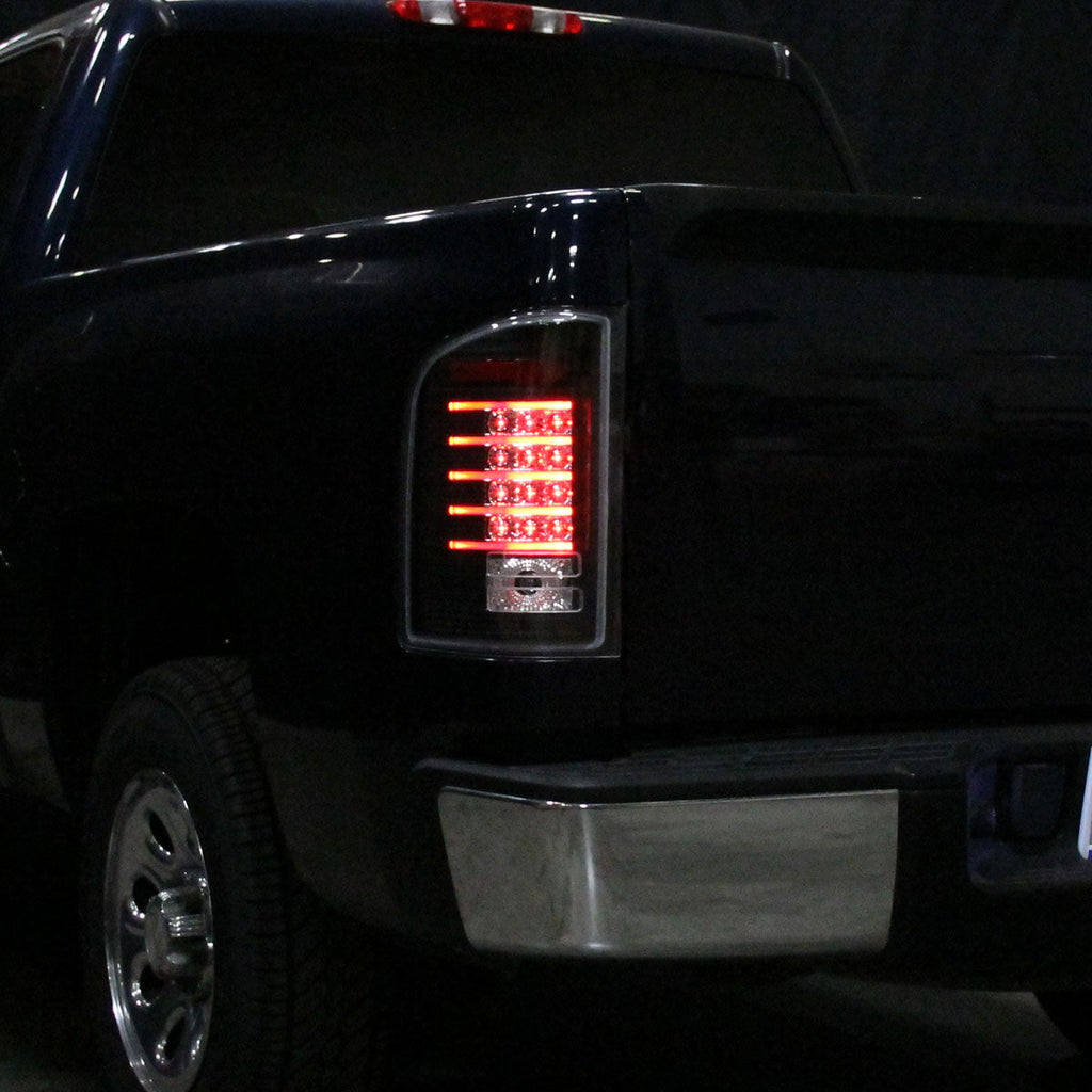 2007-2014 Chevrolet Silverado 1500 2500HD 3500HD LED Tail Lights (Matte Black Housing/Clear Lens)
