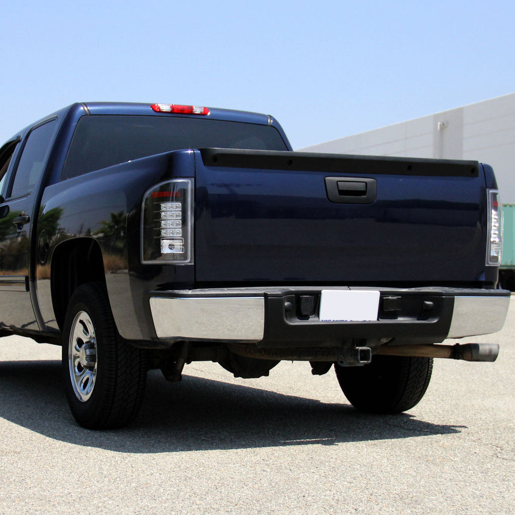 2007-2014 Chevrolet Silverado 1500 2500HD 3500HD LED Tail Lights (Matte Black Housing/Clear Lens)