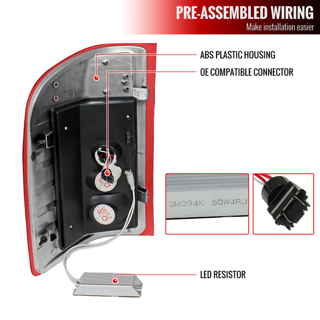 2007-2014 Chevrolet Silverado 1500 2500HD 3500HD LED Tail Lights (Chrome Housing/Red Lens)