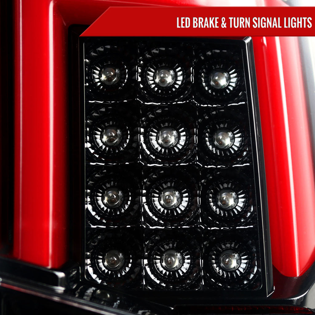 2014-2019 Chevrolet Silverado 1500/ 2015-2019 Silverado 2500HD 3500HD GMC Sierra 3500HD LED Tail Lights (Jet Black Housing/Clear Lens)