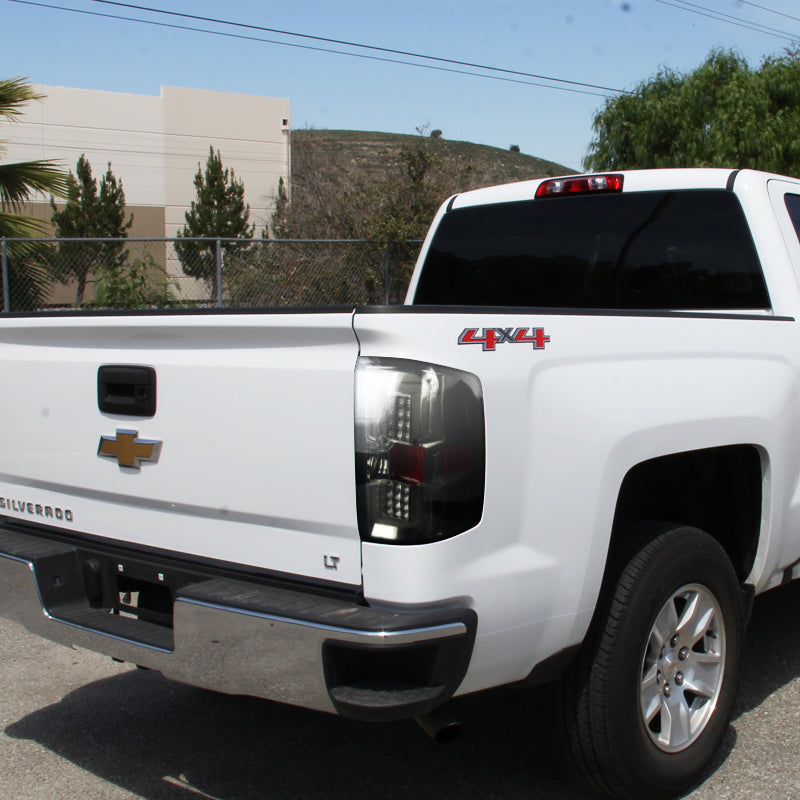 2014-2019 Chevrolet Silverado 1500/ 2015-2019 Silverado 2500HD 3500HD GMC Sierra 3500HD LED Tail Lights (Chrome Housing/Smoked Lens)