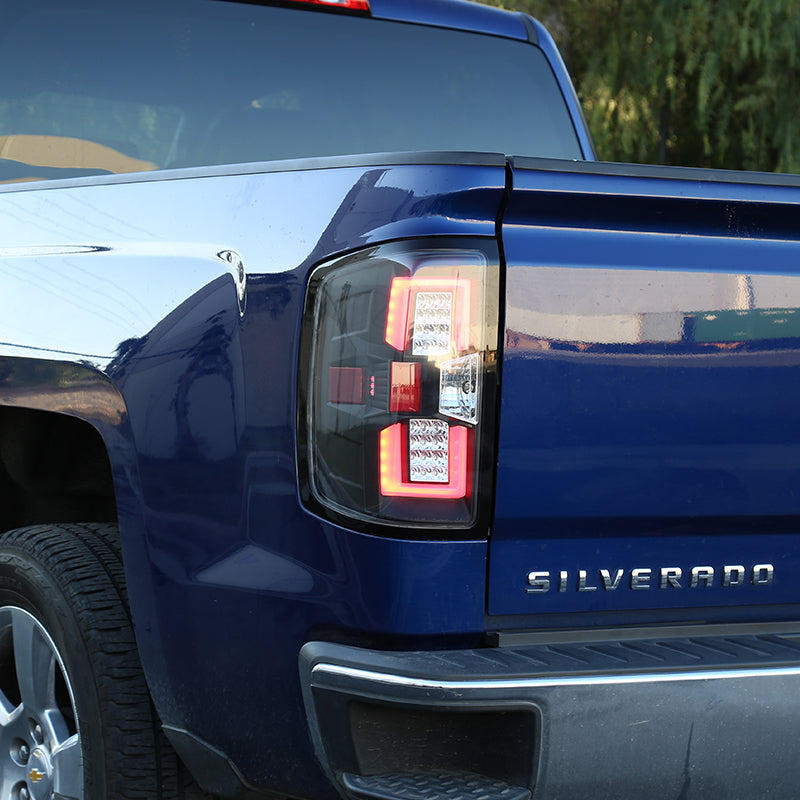 2014-2019 Chevrolet Silverado 1500/ 2015-2019 Silverado 2500HD 3500HD GMC Sierra 3500HD LED Tail Lights (Matte Black Housing/Clear Lens)