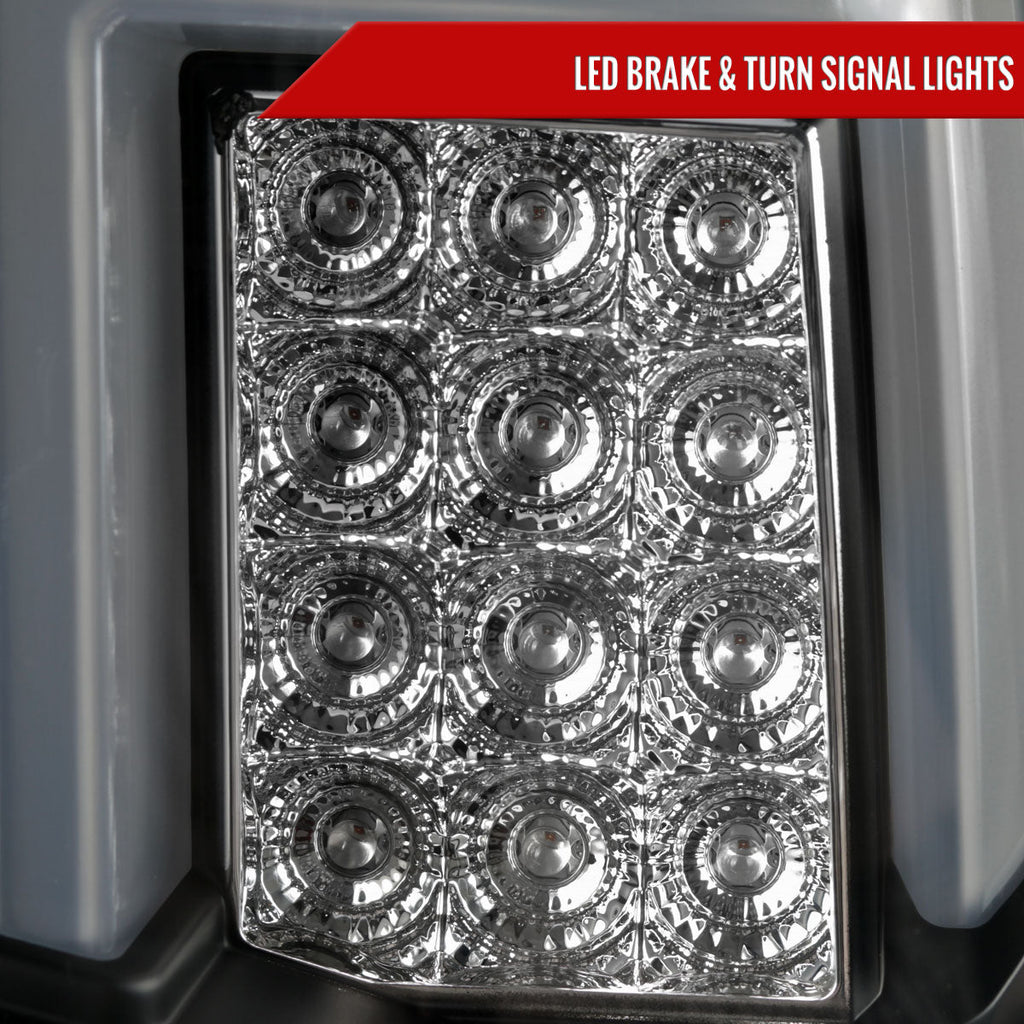 2014-2019 Chevrolet Silverado 1500/ 2015-2019 Silverado 2500HD 3500HD GMC Sierra 3500HD LED Tail Lights (Matte Black Housing/Clear Lens)