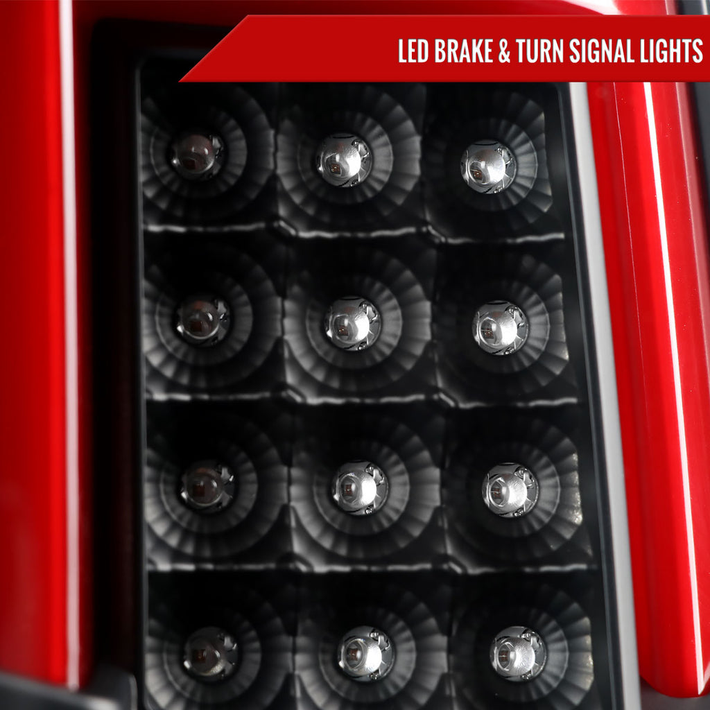 2014-2019 Chevrolet Silverado 1500/ 2015-2019 Silverado 2500HD 3500HD GMC Sierra 3500HD Red Bar LED Tail Lights (Black Housing/Clear Lens)
