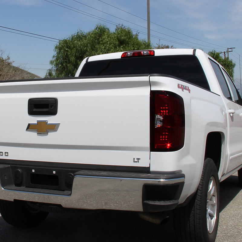 2014-2019 Chevrolet Silverado 1500/ 2015-2019 Silverado 2500HD 3500HD GMC Sierra 3500HD LED Tail Lights (Chrome Housing/Red Smoked Lens)
