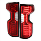 2019-2026 Chevrolet Silverado 1500 / 2020-2023 Silverado 2500HD/3500HD LED Tail Lights (Chrome Housing/Red Lens)