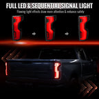 2019-2026 Chevrolet Silverado 1500 / 2020-2023 Silverado 2500HD/3500HD Full LED Switchback Sequential Tail Lights (Jet Black Housing / Clear Lens)