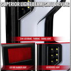 2019-2026 Chevrolet Silverado 1500 / 2020-2023 Silverado 2500HD/3500HD Full LED Switchback Sequential Tail Lights  (Black Housing / Clear Lens)