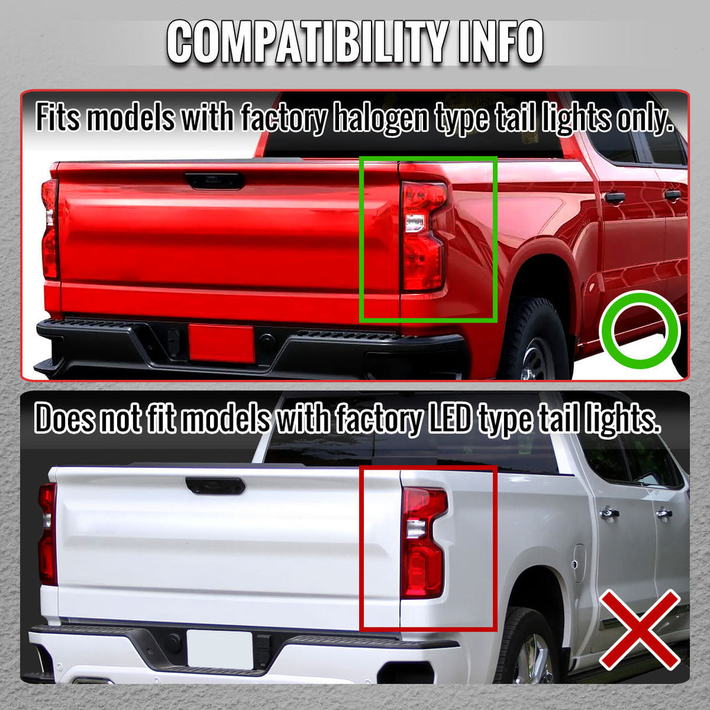 2019-2026 Chevrolet Silverado 1500 / 2020-2023 Silverado 2500HD/3500HD Full LED Switchback Sequential Tail Lights  (Black Housing / Clear Lens)