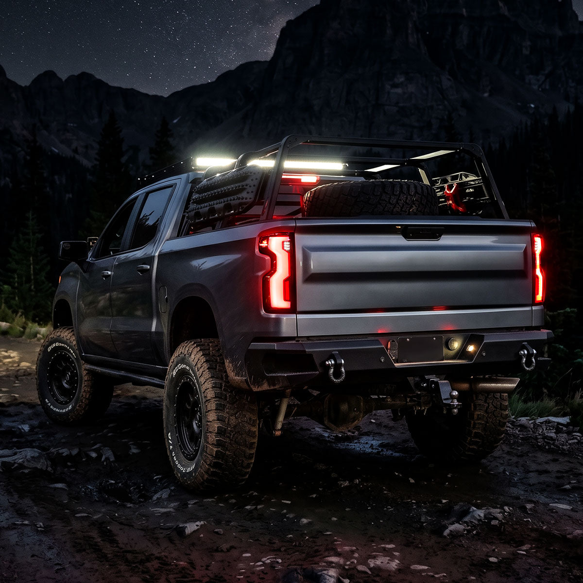 2019-2026 Chevrolet Silverado 1500 / 2020-2023 Silverado 2500HD/3500HD Full LED Switchback Sequential Tail Lights (Black Housing / Smoked Lens)
