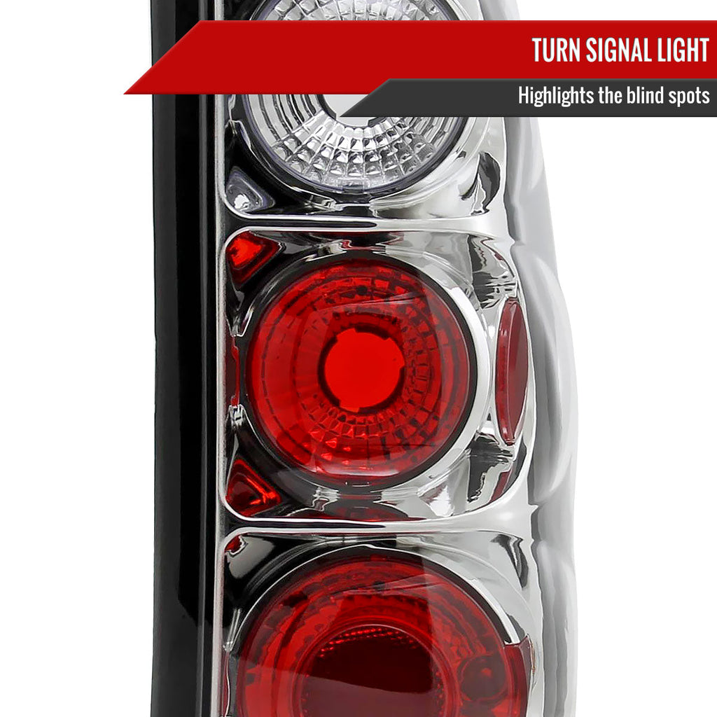 1999-2002 Chevrolet Silverado/ 1999-2006 GMC Sierra Tail Lights (Chrome Housing/Clear Lens)