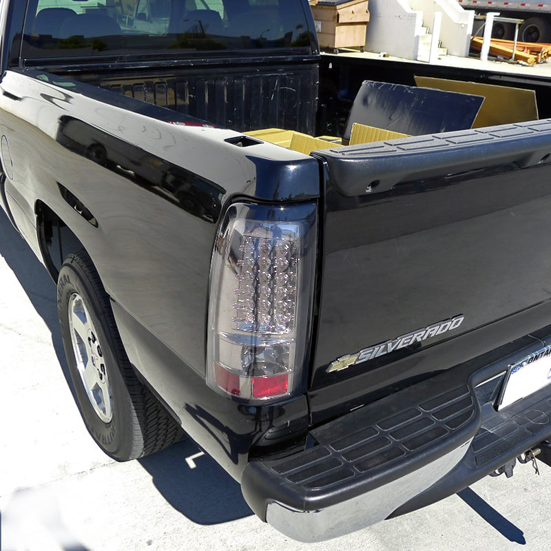1999-2002 Chevrolet Silverado/ 1999-2006 GMC Sierra LED Tail Lights (Chrome Housing/Clear Lens)
