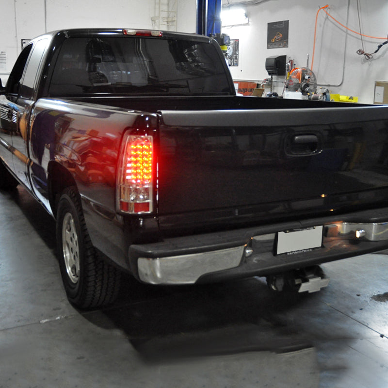 1999-2002 Chevrolet Silverado/ 1999-2006 GMC Sierra LED Tail Lights (Chrome Housing/Clear Lens)