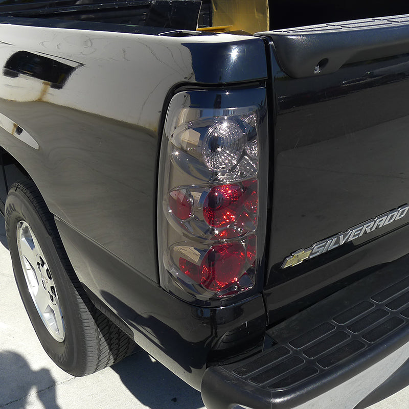 1999-2002 Chevrolet Silverado/ 1999-2006 GMC Sierra Tail Lights (Chrome Housing/Smoked Lens)