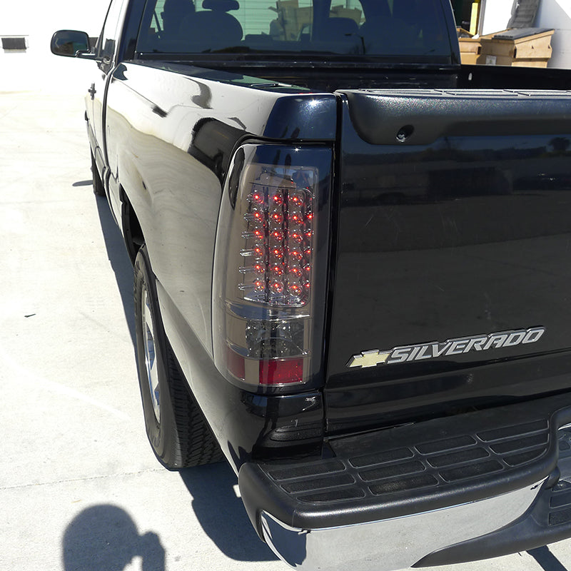 1999-2002 Chevrolet Silverado/ 1999-2006 GMC Sierra LED Tail Lights (Chrome Housing/Smoked Lens)