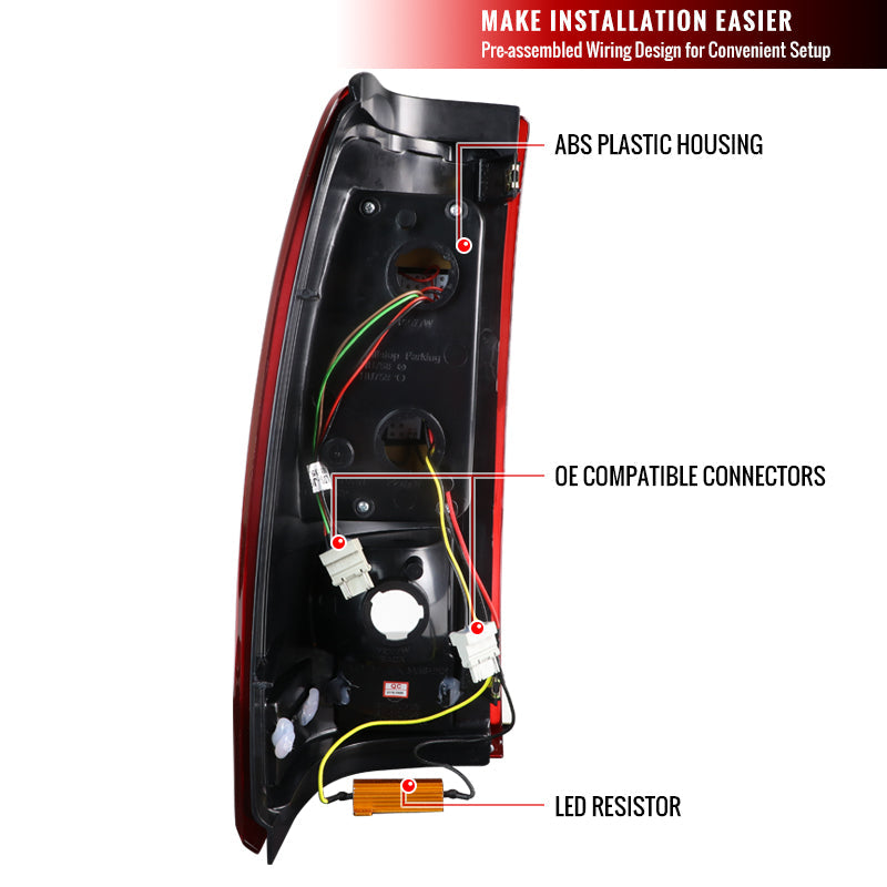 1999-2002 Chevrolet Silverado/ 1999-2006 GMC Sierra LED Tail Lights - G2 (Chrome Housing/Red Clear Lens)