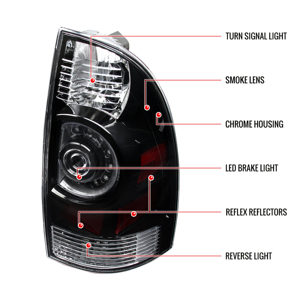 2005-2015 Toyota Tacoma LED Tail Lights (Matte Black Housing/Clear Lens)