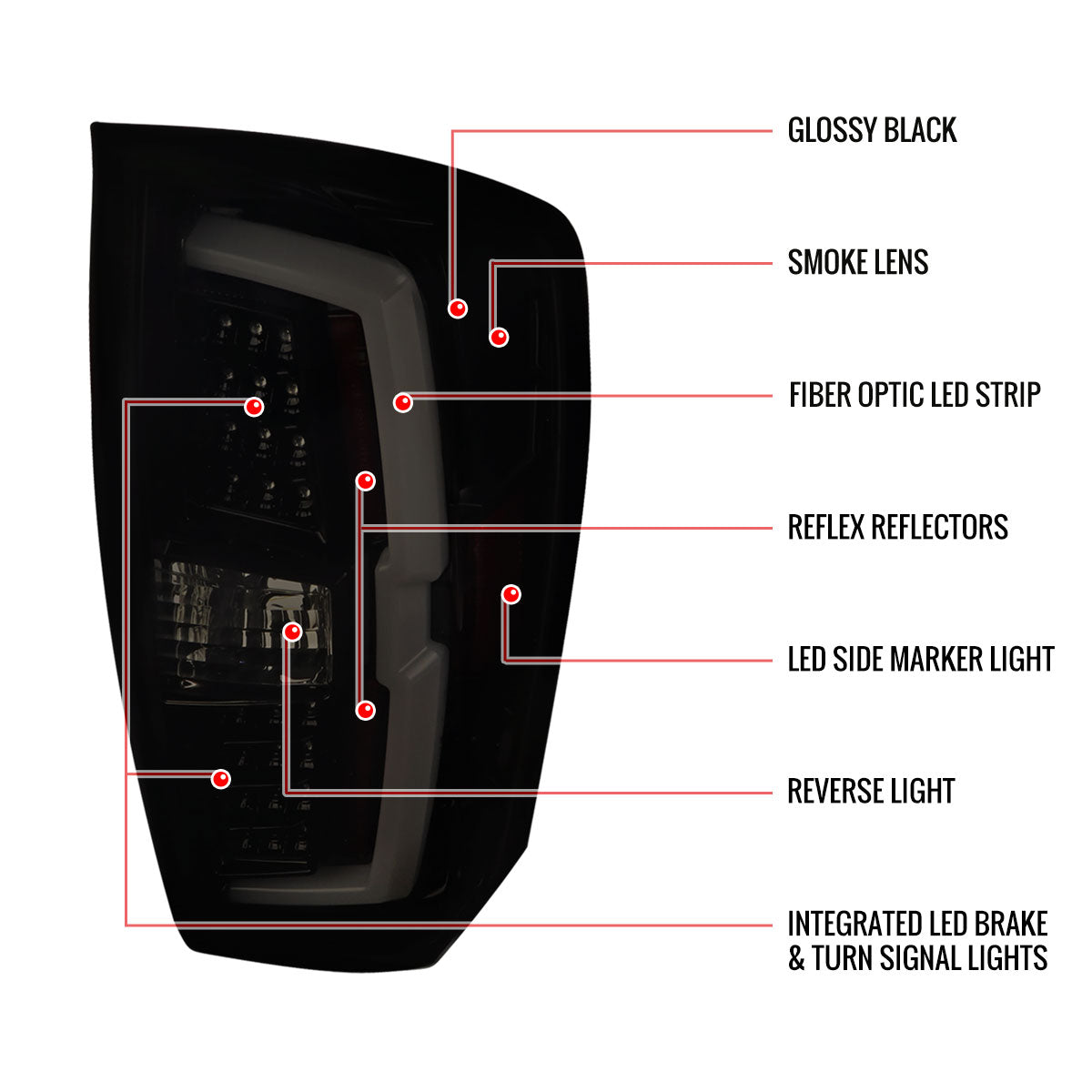 2016-2022 Toyota Tacoma LED Bar Tail Lights (Glossy Black Housing/Smoked Lens)