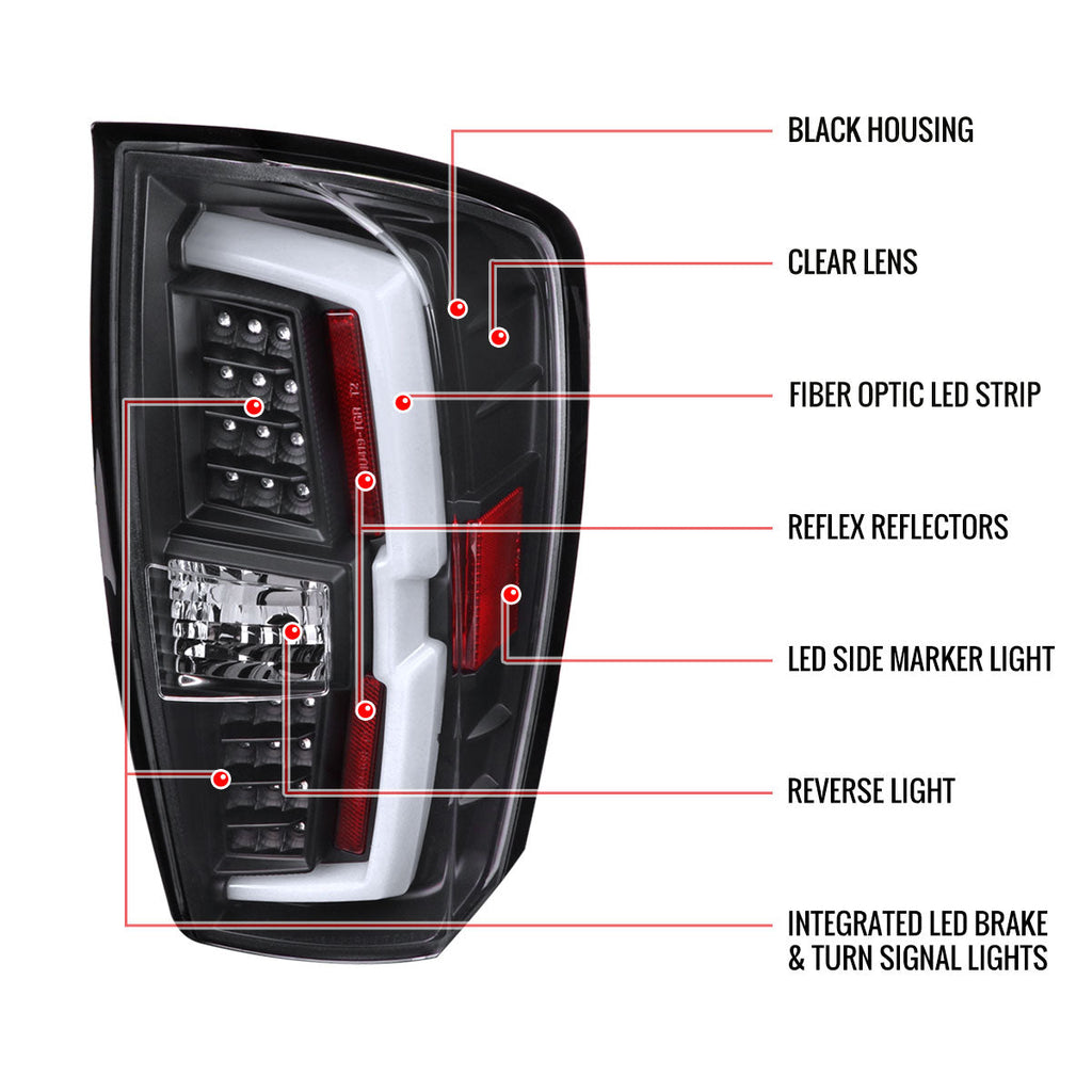 2016-2022 Toyota Tacoma LED Bar Tail Lights (Matte Black Housing/Clear Lens)