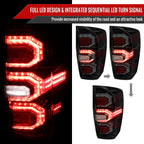 2016-2022 Toyota Tacoma Sequential Signal LED Tail Lights (Glossy Black Housing/Smoked Lens)