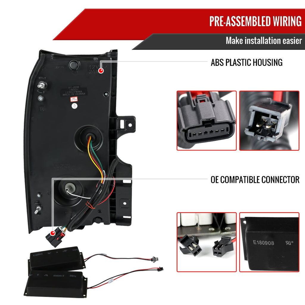 2015-2020 Chevrolet Tahoe/Suburban LS LT LTZ Premier LED Tail Lights (Glossy Black Housing/Smoked Lens)