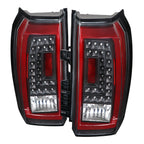 2015-2020 Chevrolet Tahoe/Suburban LS LT LTZ Premier Red Bar LED Tail Lights (Black Housing/Clear Lens)